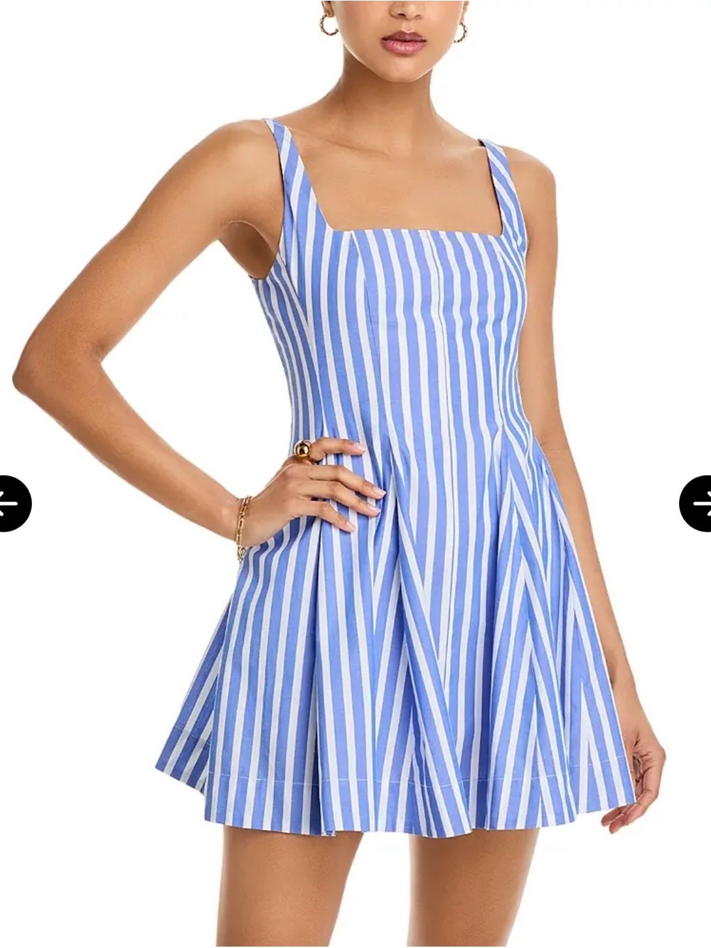 Generation Love Courtney Square-Neck Mini Dress in Blue & White Stripe - Picture 2 of 5